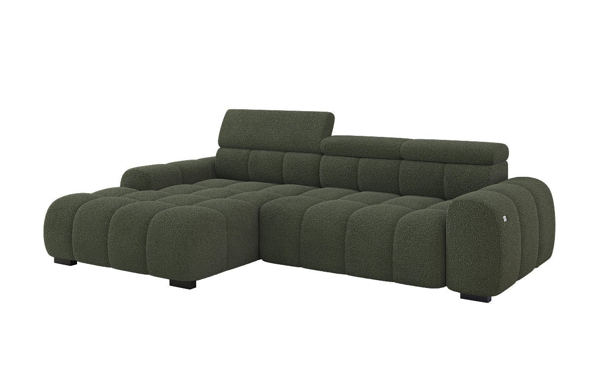 Designer Sofa Elaro L mit elektrischer Sitzerweiterung in Bouclé