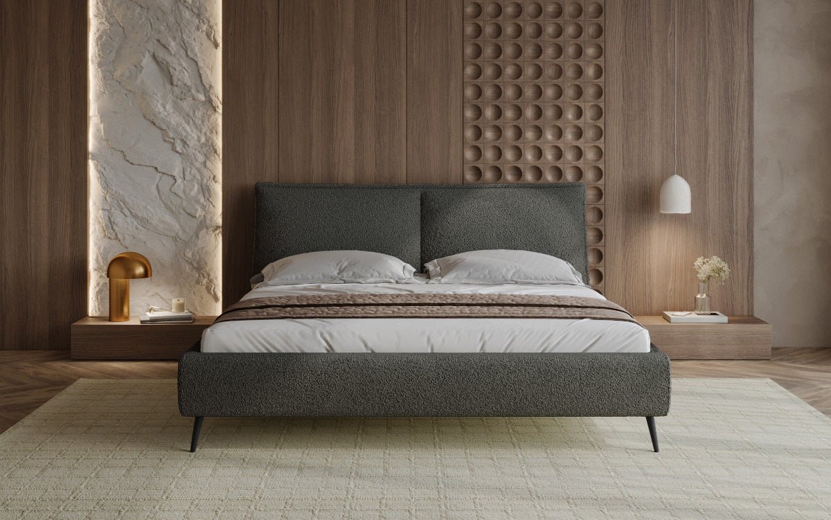 Designer Polsterbett Zoe Bouclé mit Stauraum