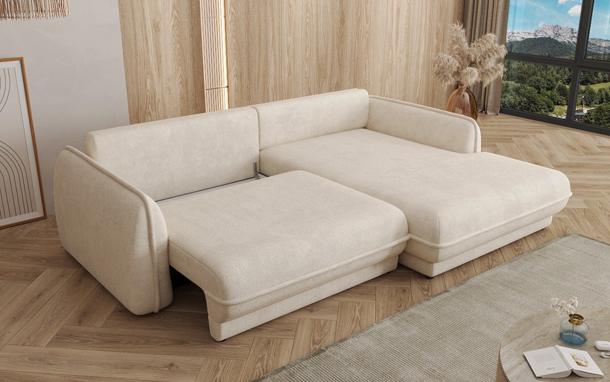 Designer Sofa Mojave II Stoff mit Schlaffunktion und Stauraum