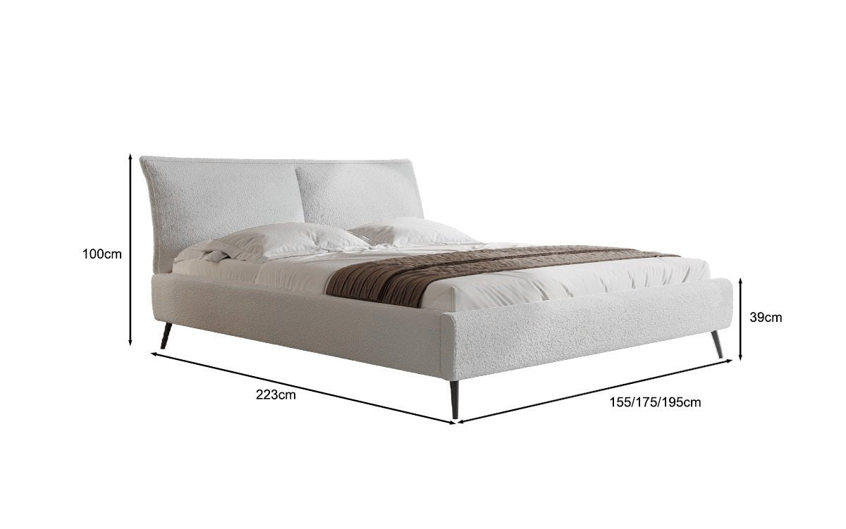 Designer Polsterbett Zoe Bouclé mit Stauraum