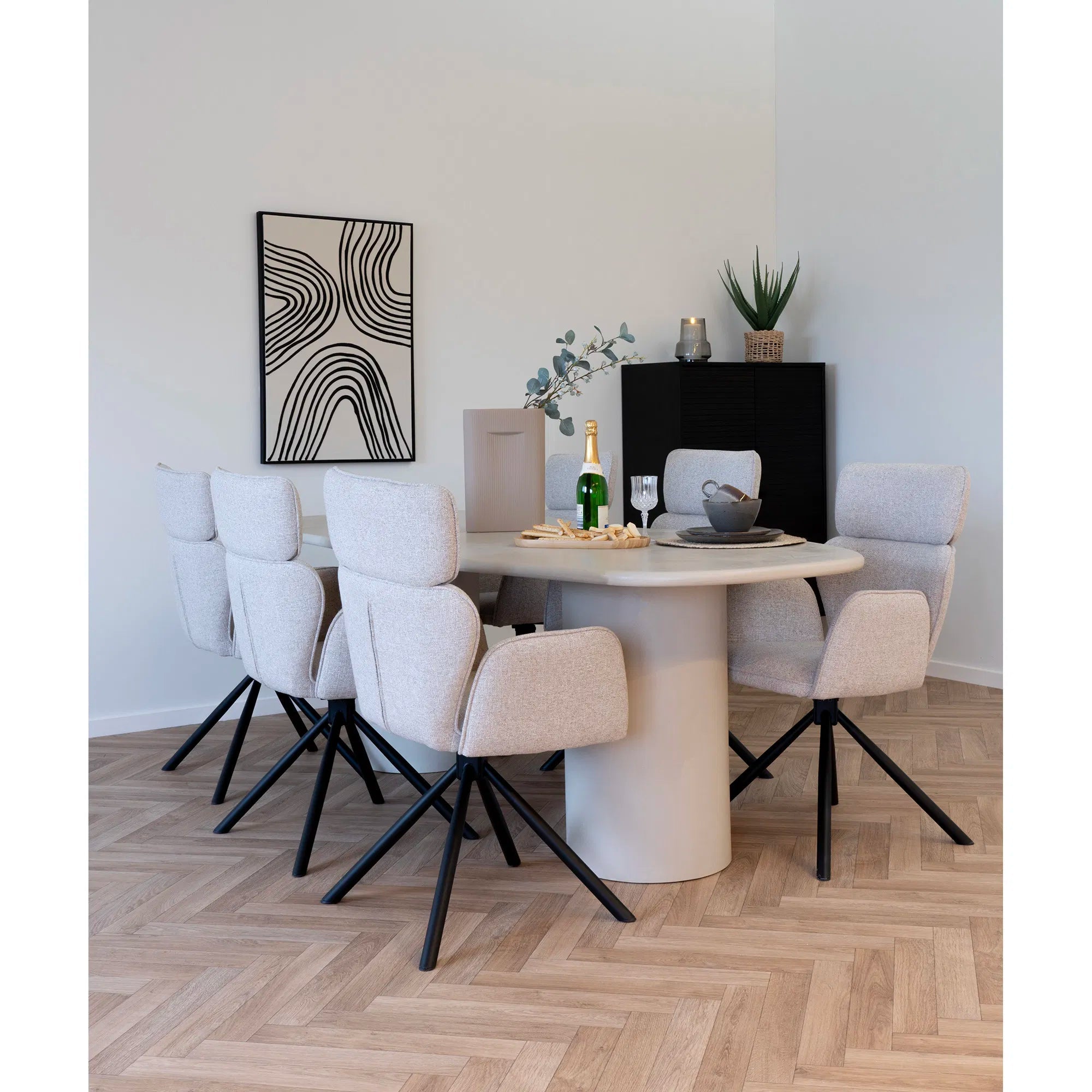 2er Set - Designer Stuhl Valerio Stoff mit Drehfunktion