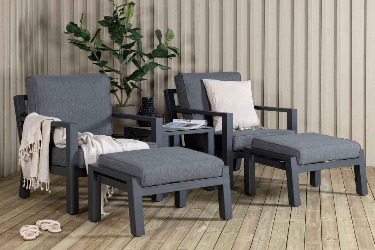 Garten Loungeset Tavira – 5-teiliges Outdoor-Sessel-Set in Schwarz