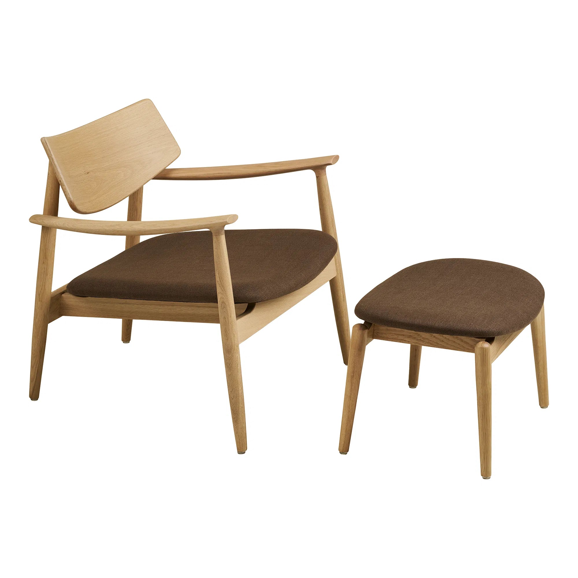 Designer Sessel Agnar Set mit Beistellhocker aus Eiche