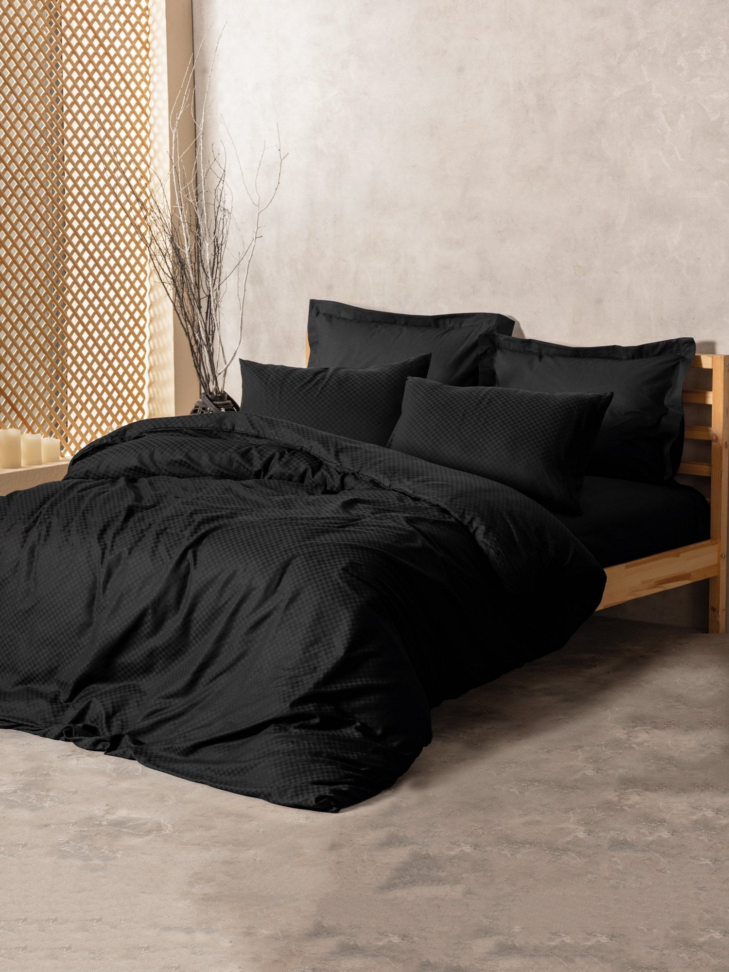 Bettwäsche-Set Schwarz – 100% Baumwolle Ranforce