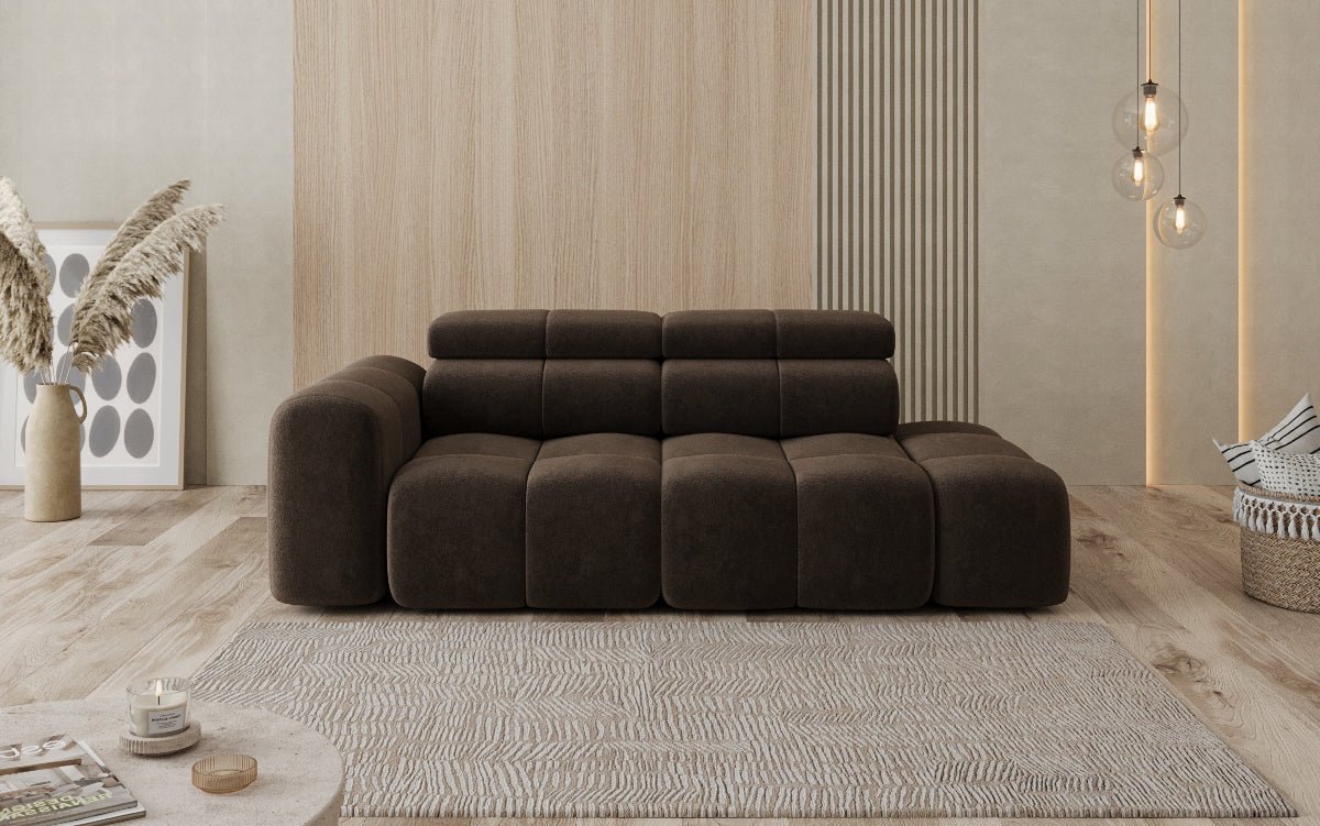 Designer Sofa 3-Sitzer mit Chaise Longue Mia in Chenille