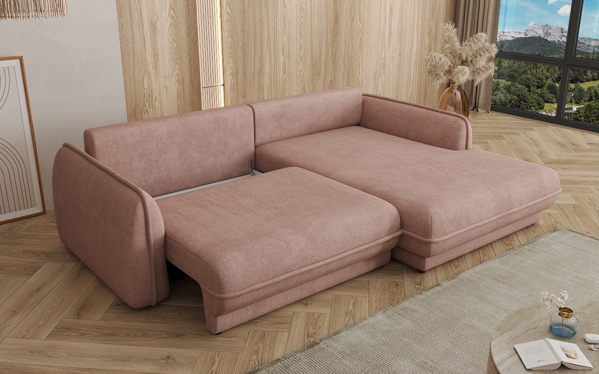Designer Sofa Mojave II Stoff mit Schlaffunktion und Stauraum