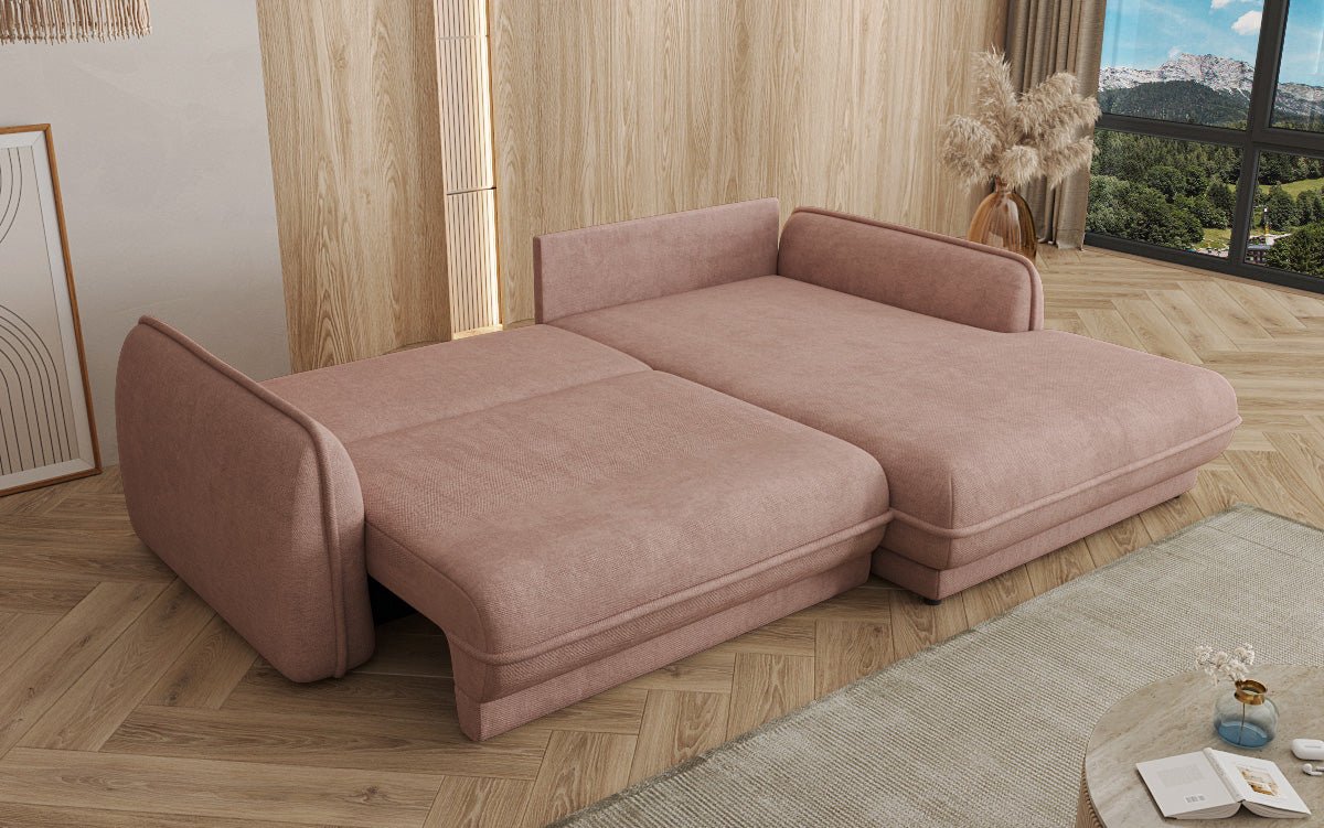 Designer Sofa Mojave II Stoff mit Schlaffunktion und Stauraum