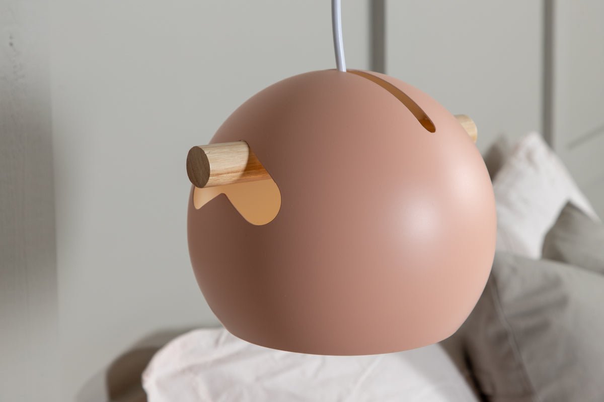 Pendelleuchte „Serengeti" – Trendiges Altrosa mit Walnuss-Details