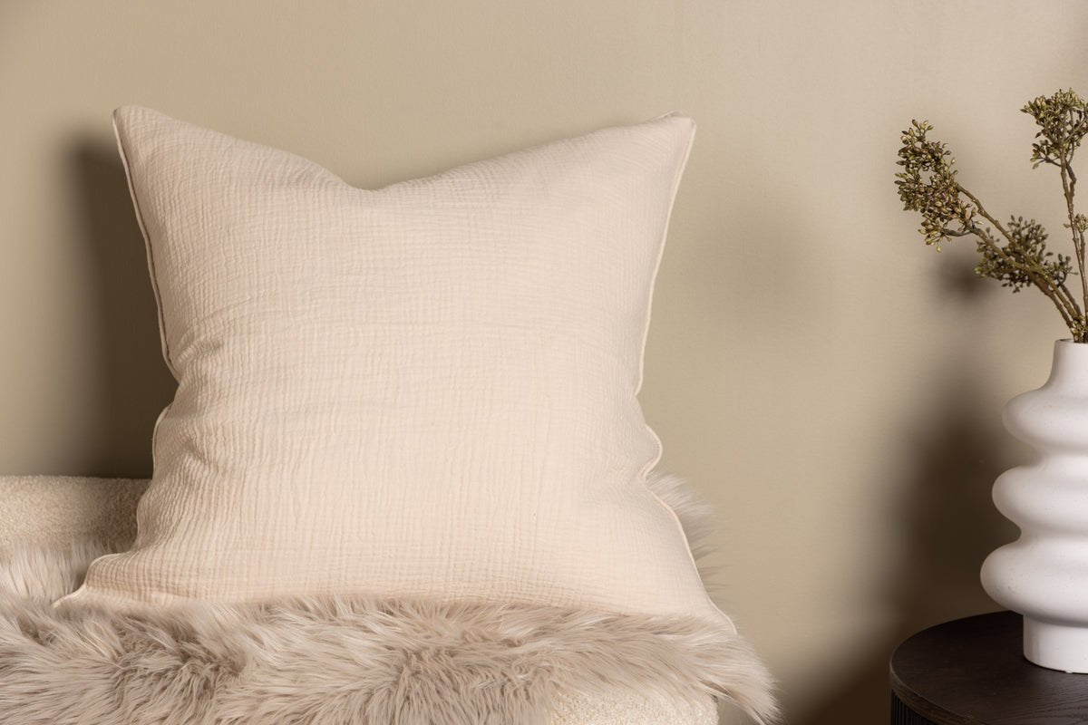 Kissenbezug Moments - 60x60 cm in Beige und Grau aus 100% Baumwolle