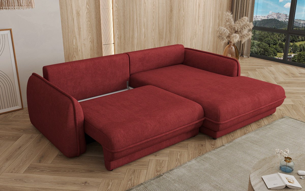 Designer Sofa Mojave II Stoff mit Schlaffunktion und Stauraum