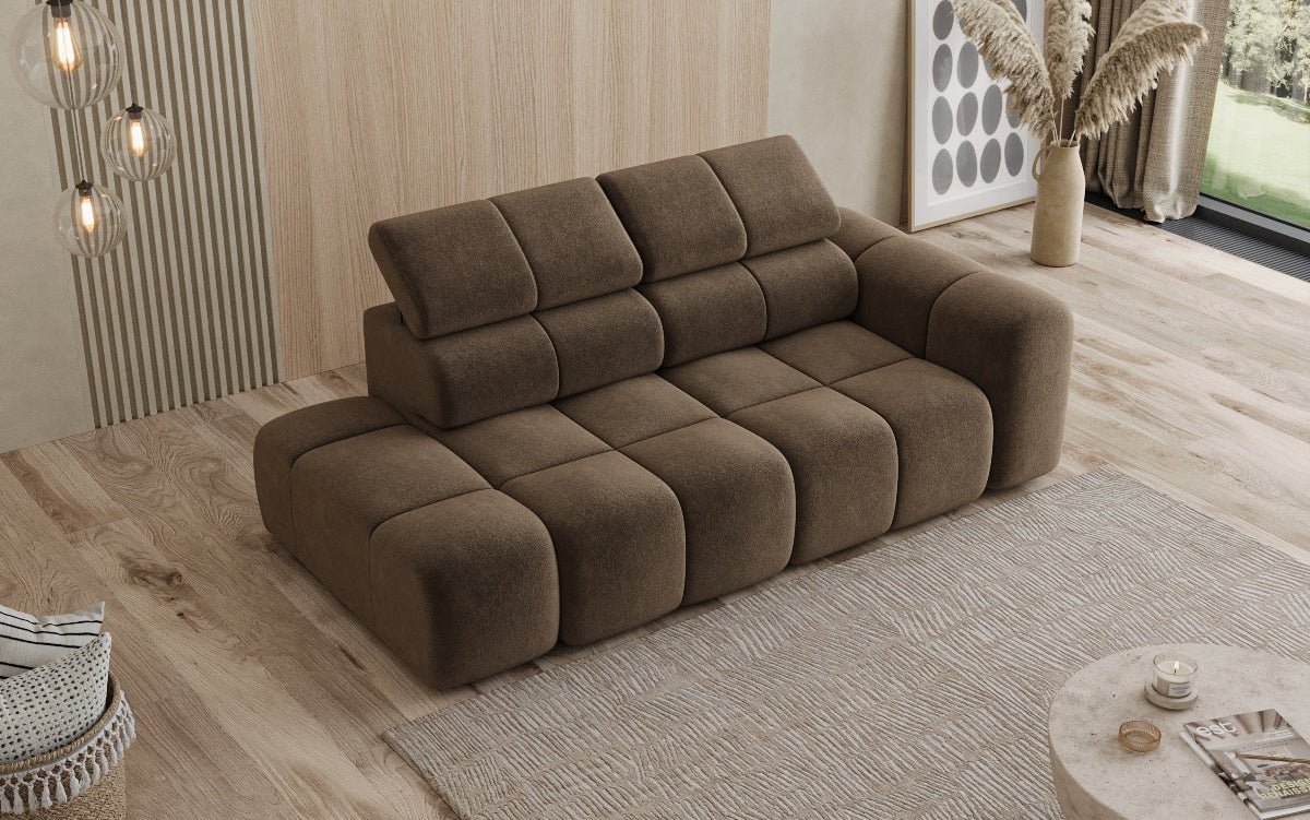 Designer Sofa 3-Sitzer mit Chaise Longue Mia in Chenille