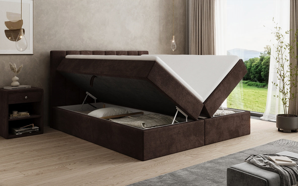 Boxspringbett Sofia in Cord mit Stauraum