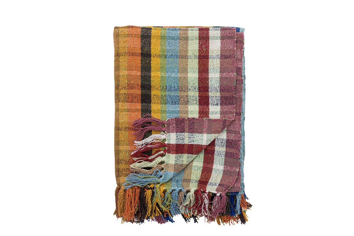 Überwurfdecke Tahi - Bunt, aus recycelter Baumwolle