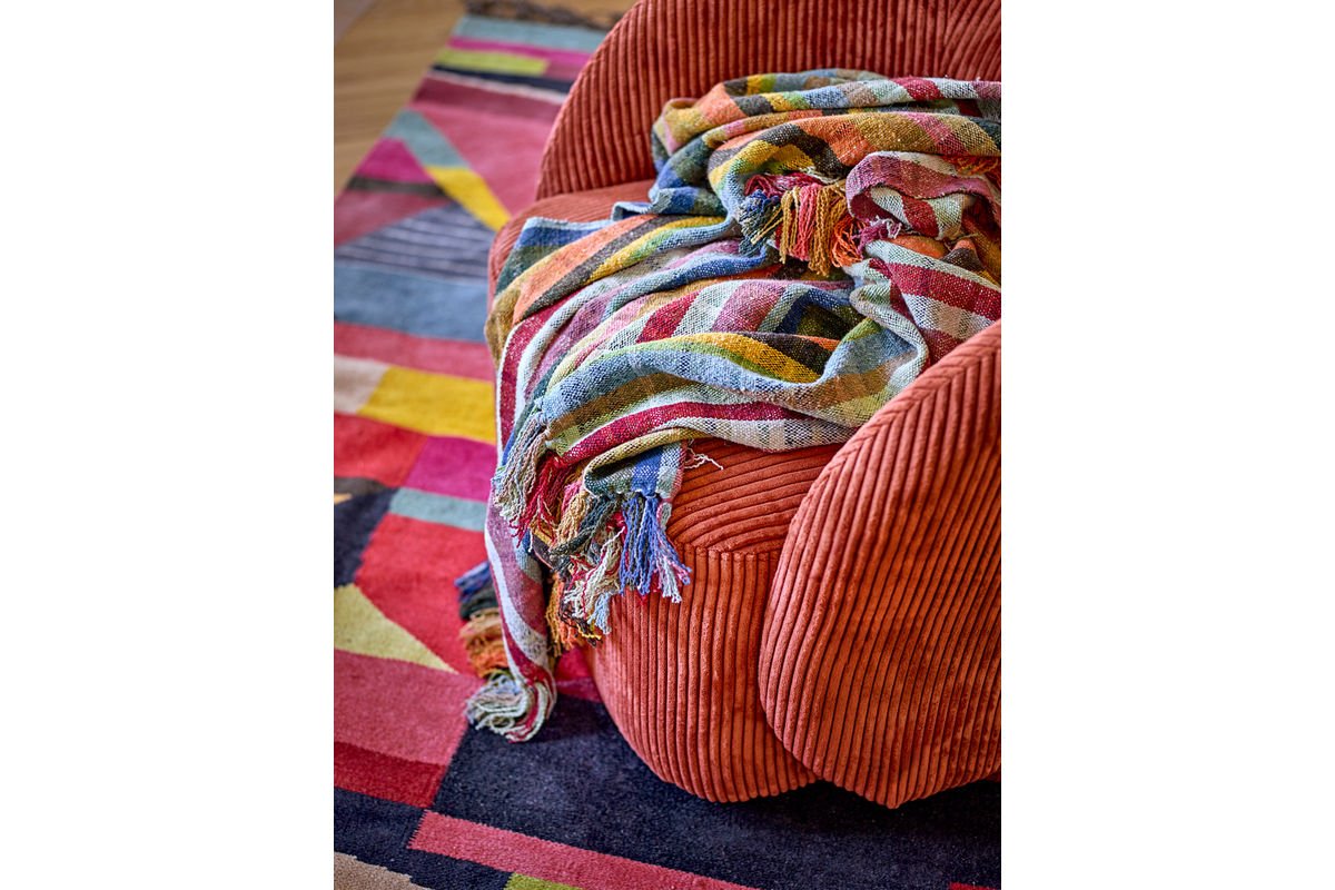 Überwurfdecke Tahi - Bunt, aus recycelter Baumwolle