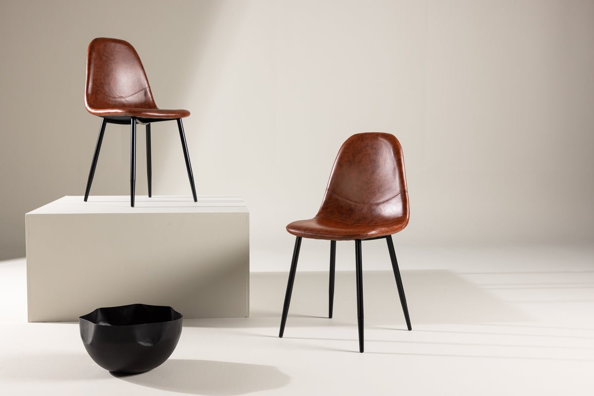 2er Set - Stuhl Andrew mit einer Sitzfläche aus braunem PU