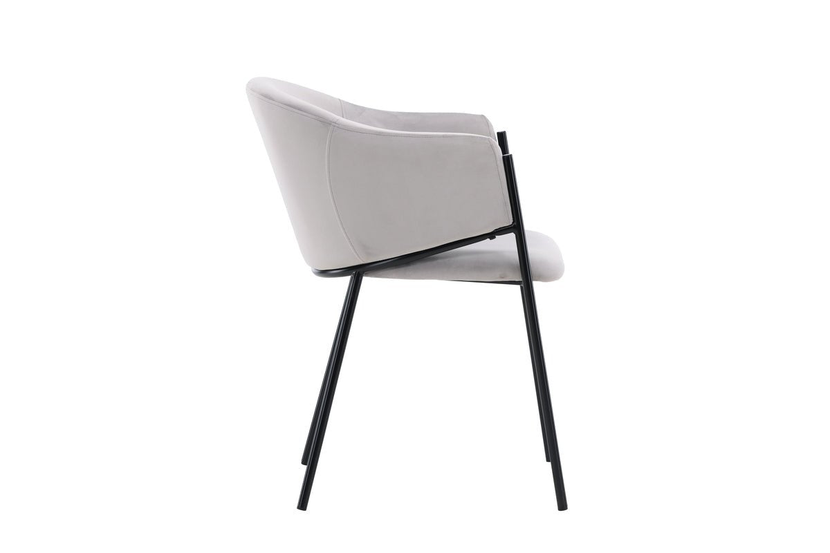 2er Set - Stuhl Calyra mit hellgrauem Samtstoff