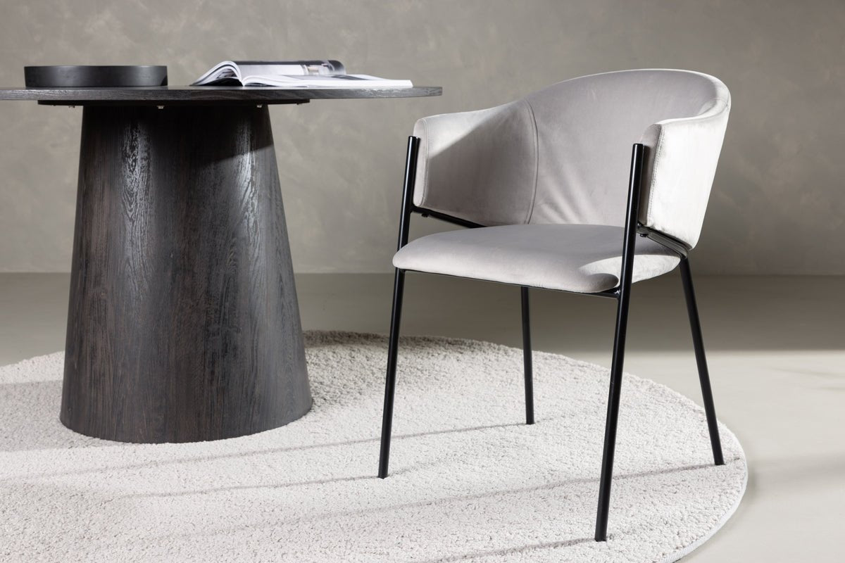 2er Set - Stuhl Calyra mit hellgrauem Samtstoff