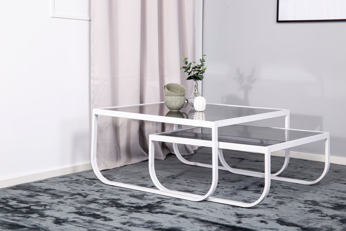 Couchtisch Rondo - zwei Tische mit Glas-Tischplatte