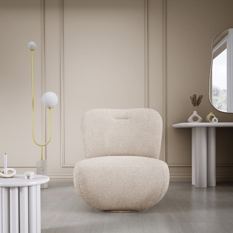 Designer Sessel Kyoto 360° Drehfunktion in Bouclé