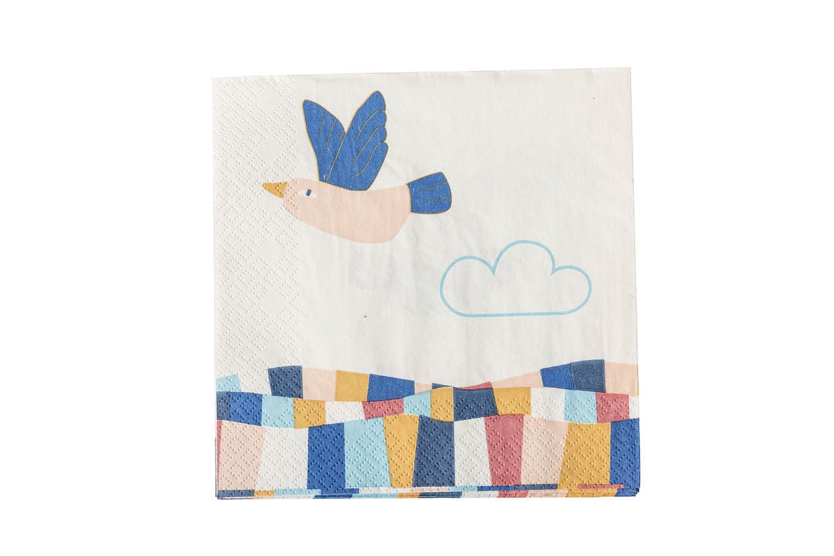 Kinder-Servietten „Birdy“ – Naturfarbenes Papier (20er-Set)