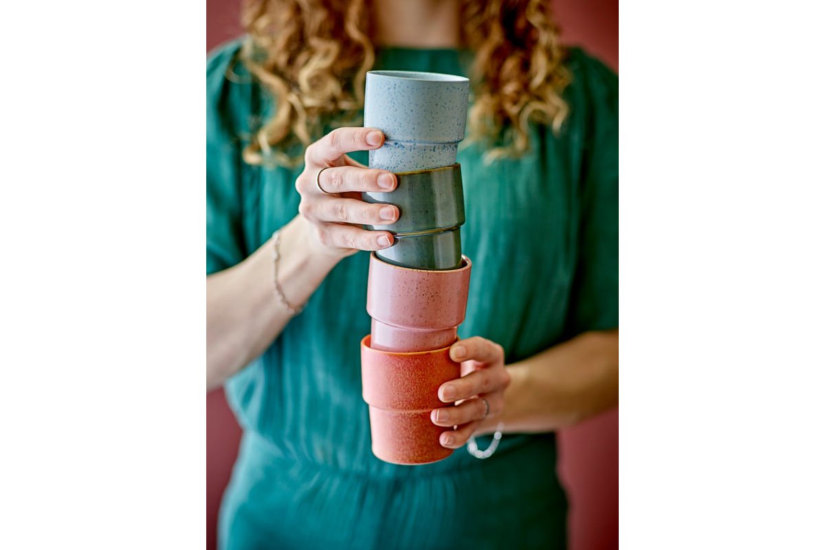 Becher-Set Marola – Buntes Steingut (4-teilig)