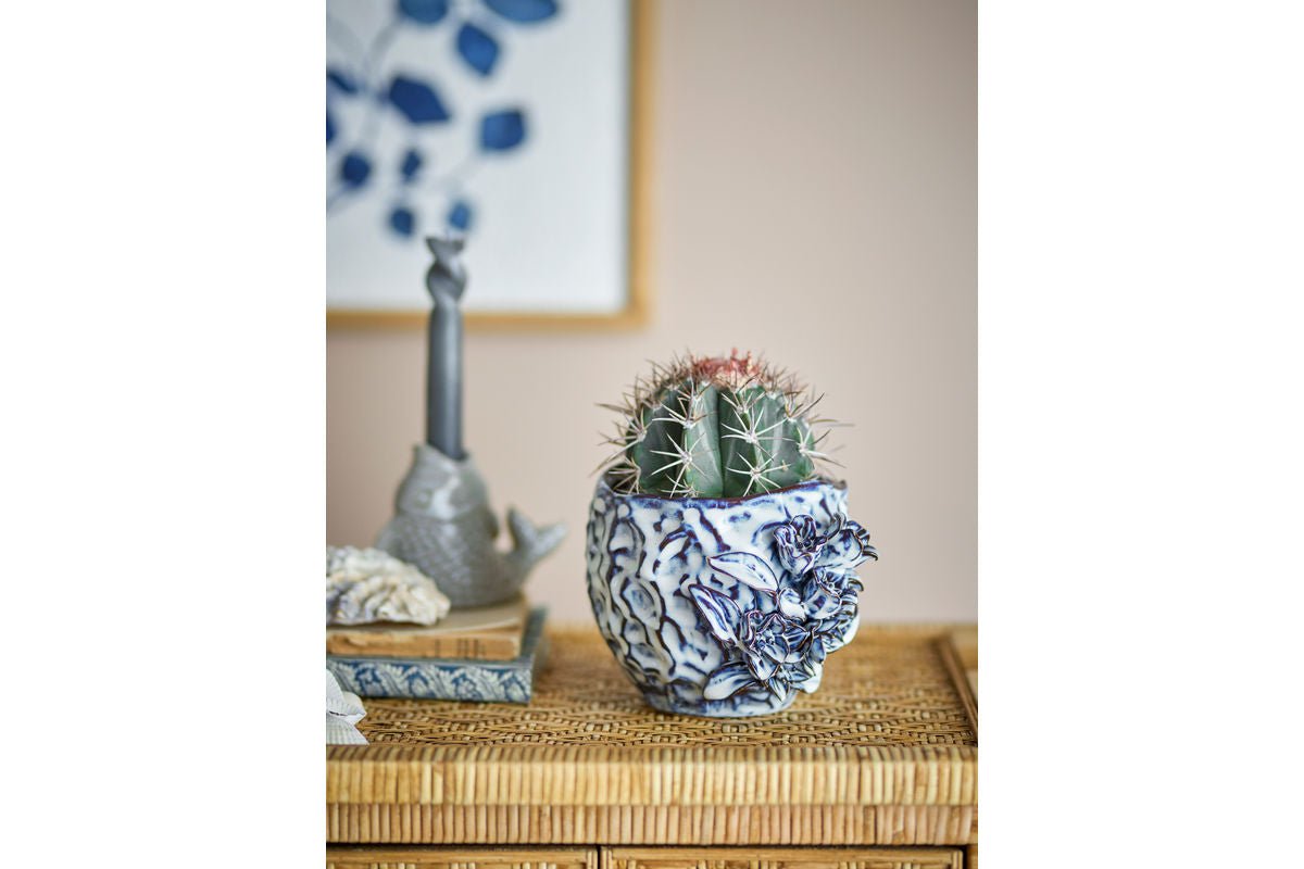 Blumentopf „Florin“ – Blaues Steingut