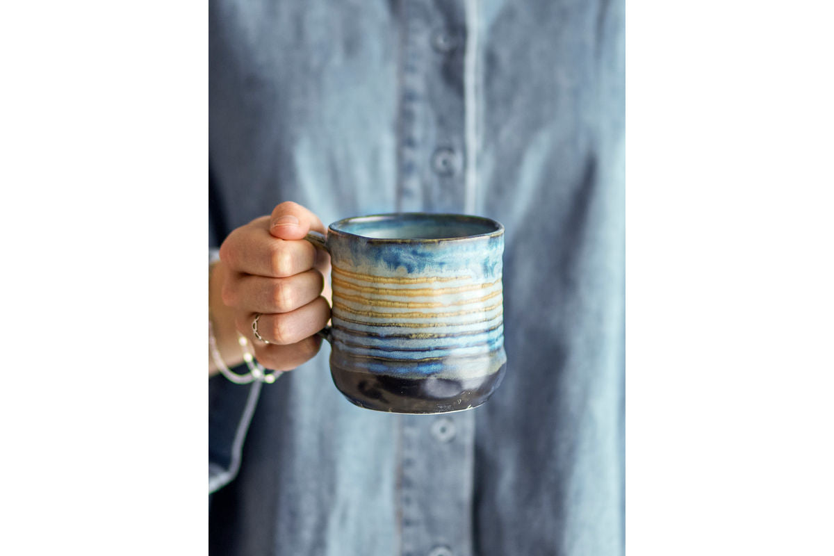 Becher-Set Avena – Reaktive Glasur mit vertikaler Struktur (4er-Set)