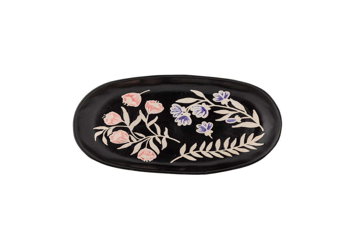 Servierplatte Maribel – Geprägtes Blumendesign in bunten Naturtönen