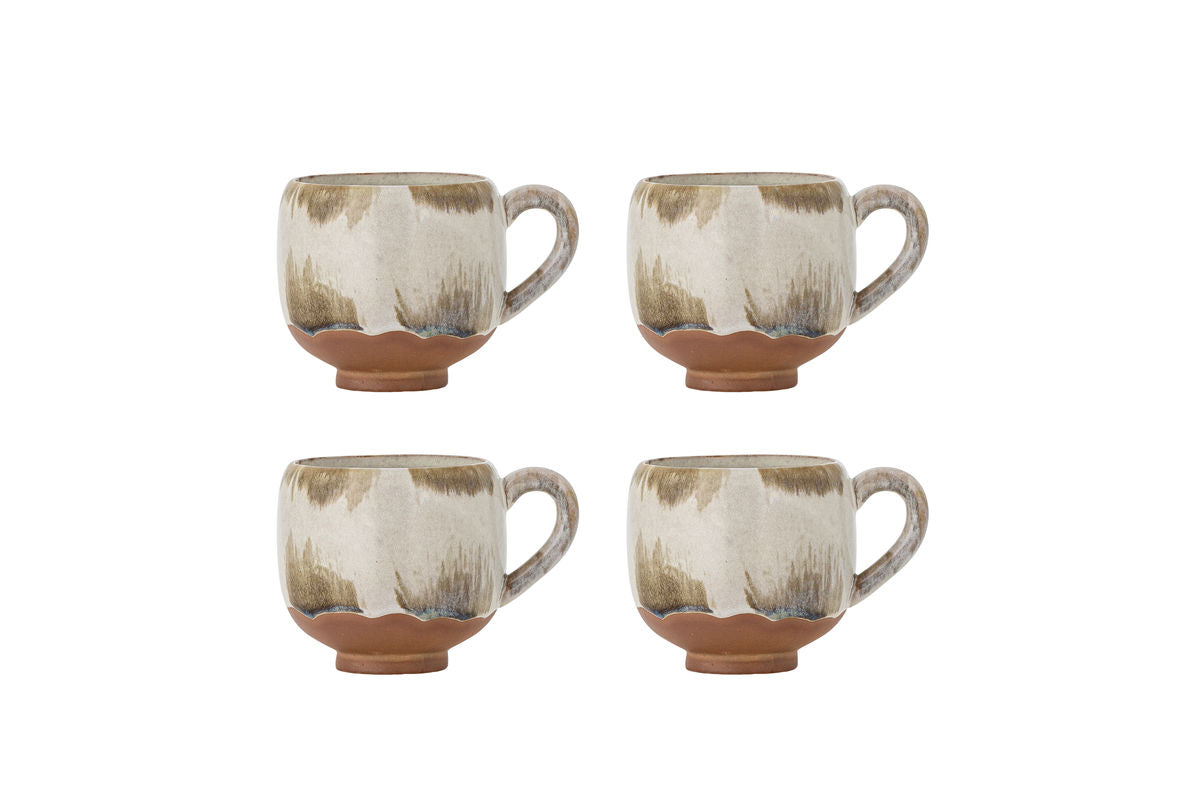 Tassen-Set „Salen“ – Braunes Steingut (4-teilig)