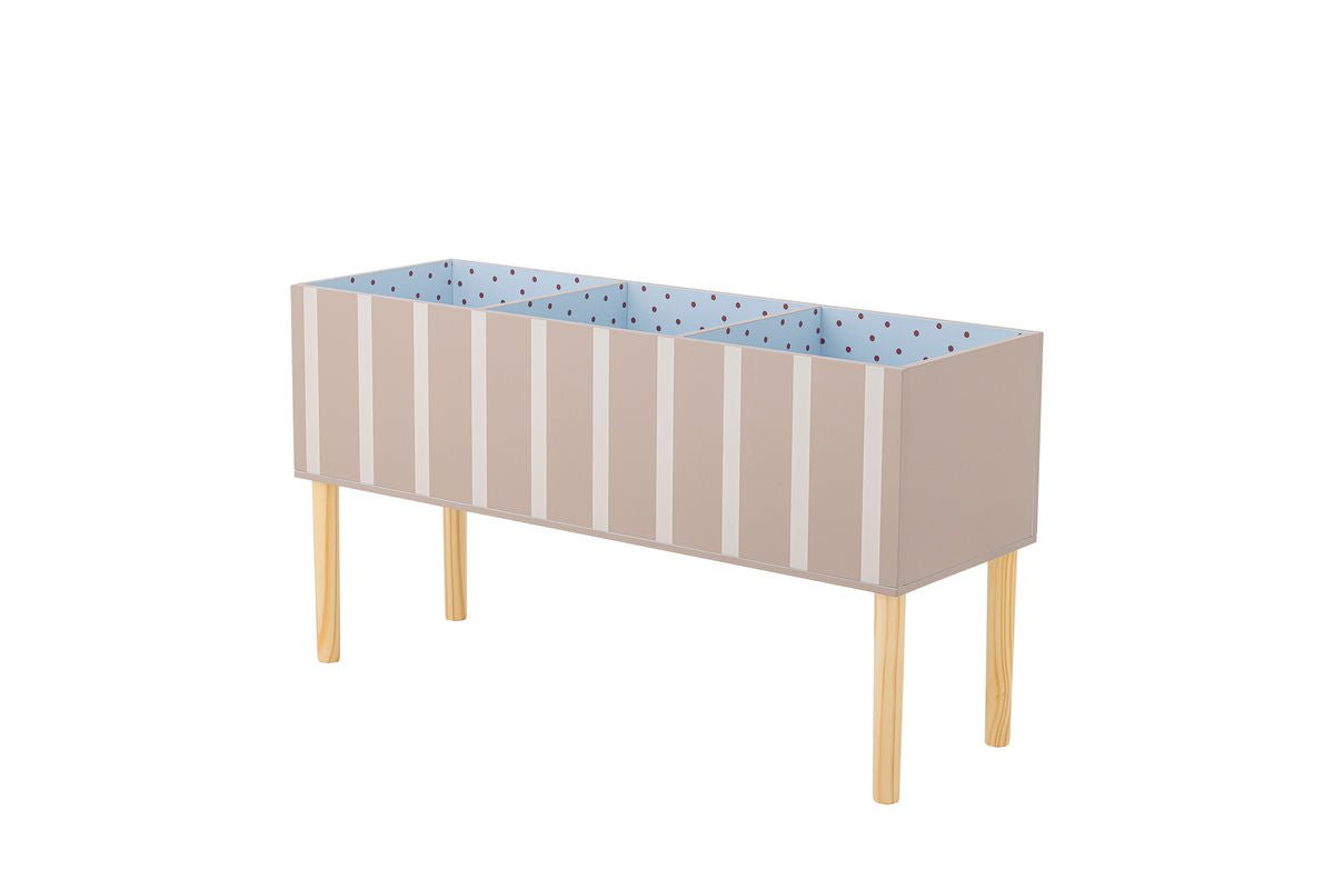 Kinder Bücherregal Mila - in Braun mit weißen Streifen für Bücher & Spielzeug