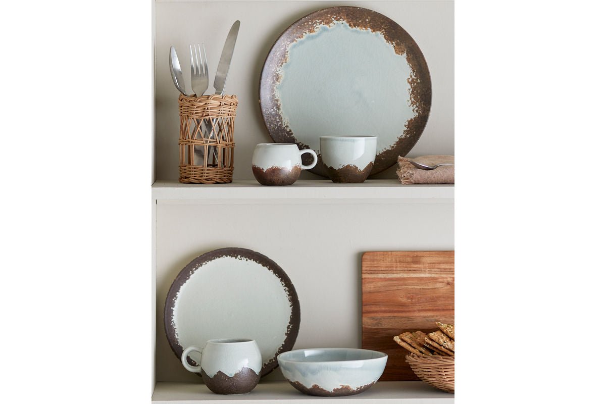 Frühstücksset Liora – Steingut mit strukturierter Glasur (12-teilig)