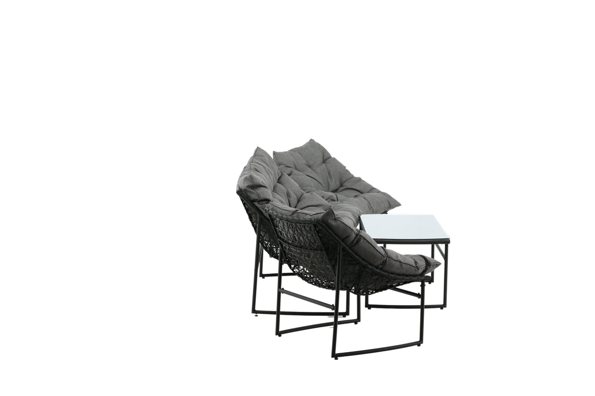 Garten Loungeset Marvella – 4-teiliges Outdoor-Sofa-Set in Schwarz mit Polstern