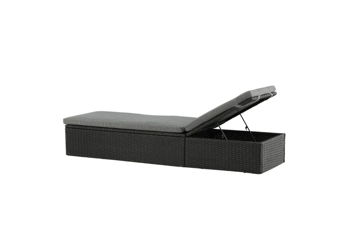Garten Sonnenliege Dakar - inklusive grauem Kissen und verstellbarer Rückenlehne