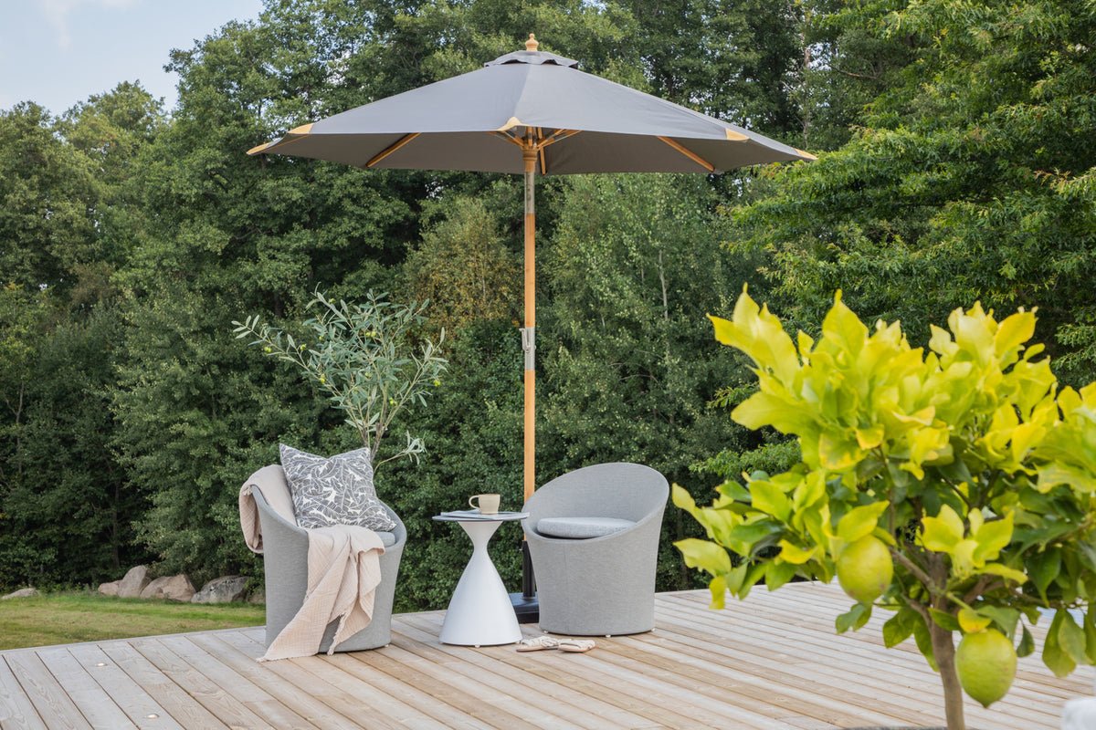 Garten Sonnenschirm Boho – Ø270 cm in wahlweise Schwarz oder Grau