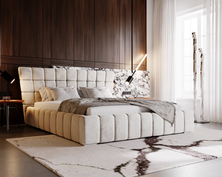 Designer Polsterbett Adore in Samt mit Stauraum