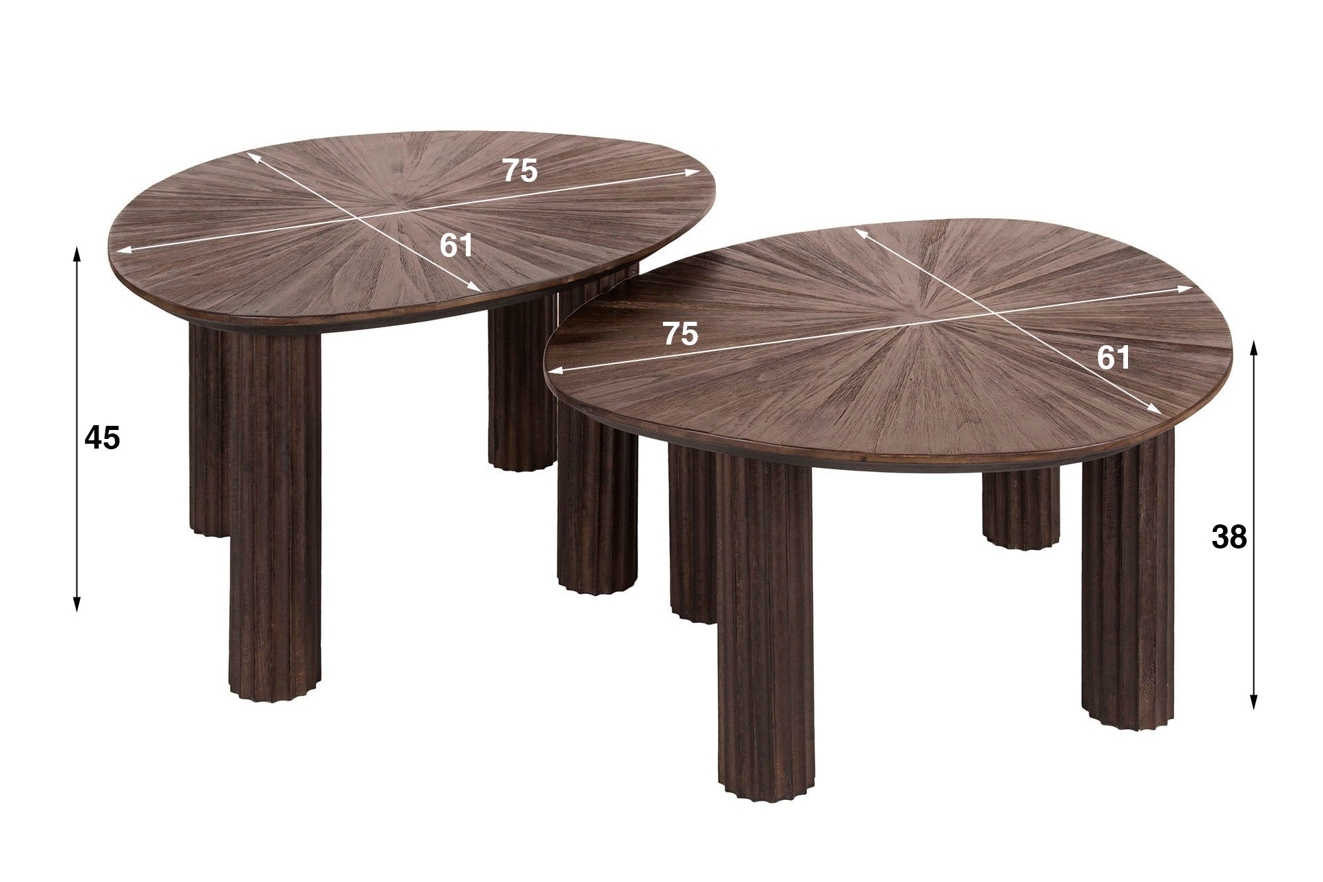 Couchtisch Soluma - 2er Set aus hochwertigem Teakholz im Dreieck-Design