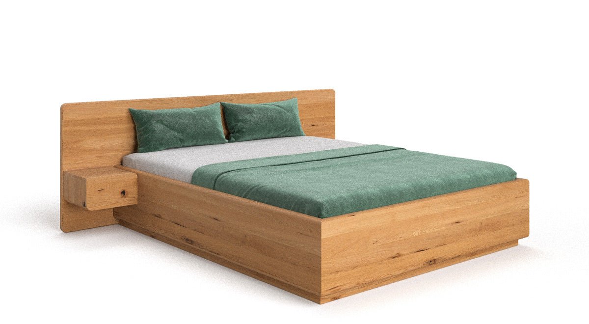 Designer Holzbett Fiona aus massiver Eiche mit Stauraum