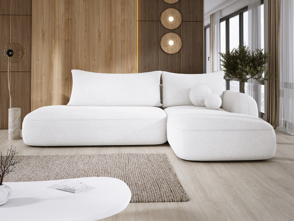 Designer Sofa Babu Bouclé mit Schlaf- und Klappfunktion