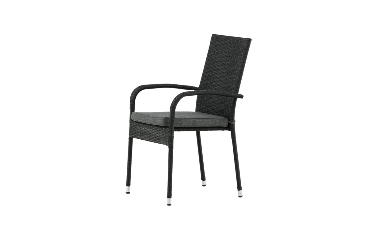 2er Set - Gartenstuhl Emma aus Rattan in Schwarz, Grau