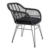 2er Set - Gartenstuhl Firenze Schwarz aus Stahl/Polyrattan