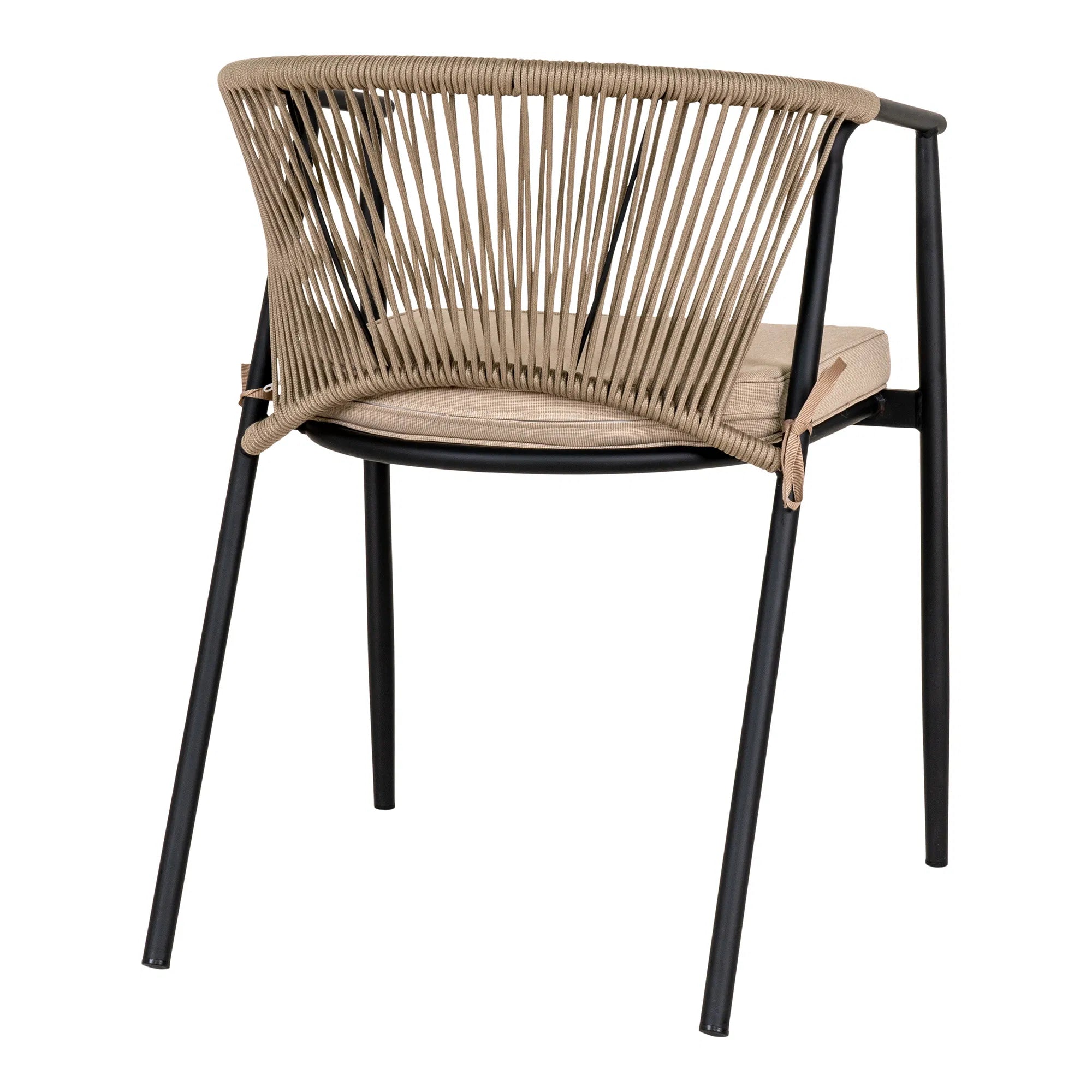 2er Set - Gartenstuhl Lazaro Schwarz/Beige