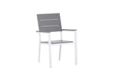 2er Set - Gartenstuhl Vita in Weiß/Grau aus Aluminium und Aintwood-Sitzfläche