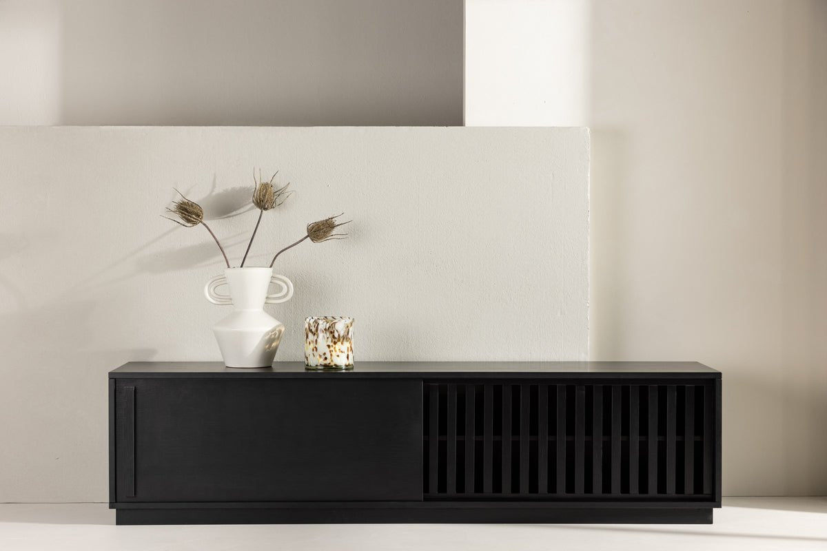 Designer TV-Lowboard Valero 180 cm MDF – Matt, mit Lamellenfront