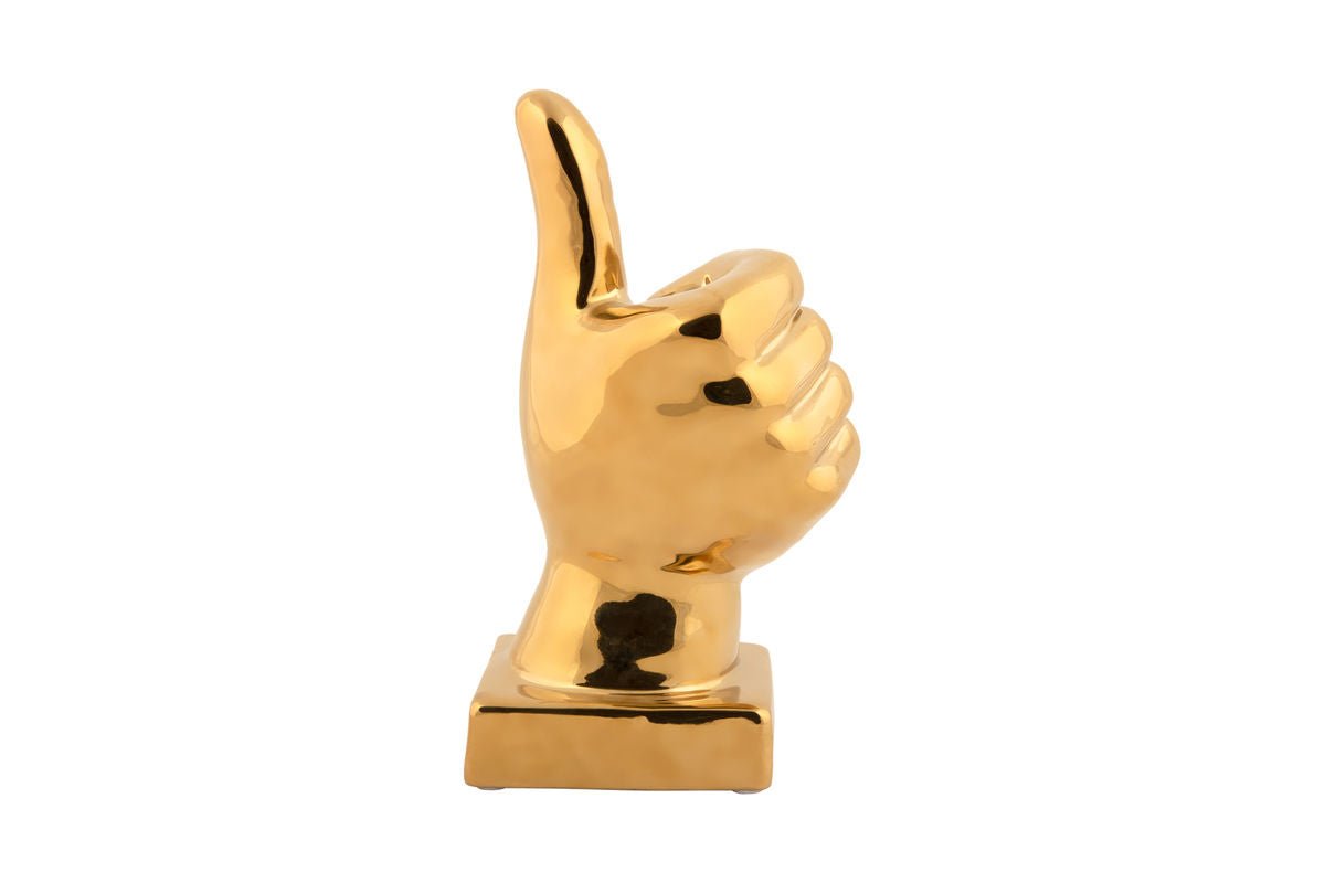 Statue „Thumbs“ – Keramikfigur mit glänzender Oberfläche