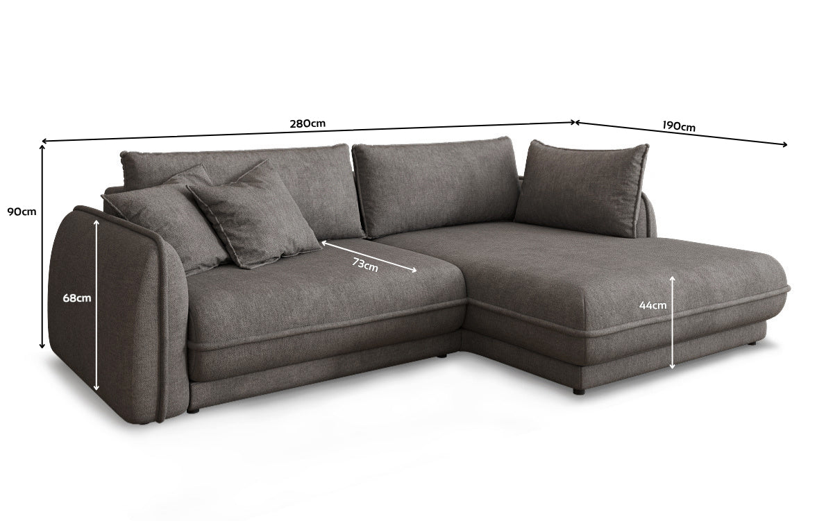 Designer Sofa Mojave II Stoff mit Schlaffunktion und Stauraum