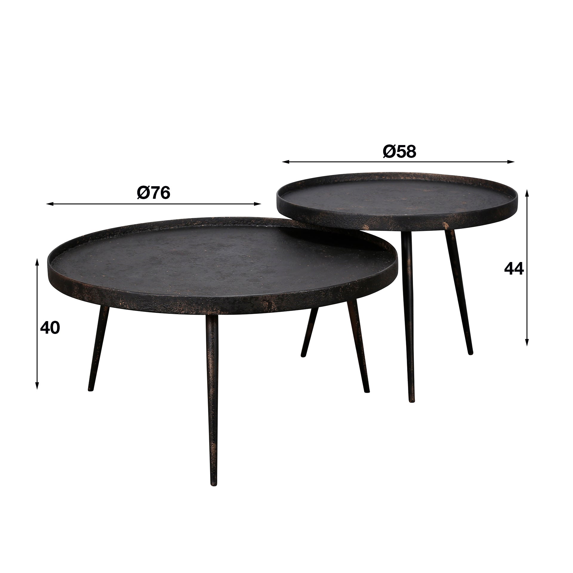 Couchtisch Chrysos - 2er Set in Grau Metallic mit erhöhtem Rand
