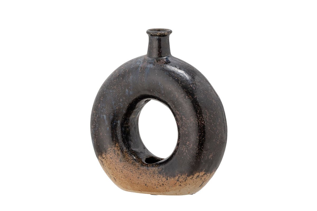 Vase "Brown Circle" - braune Keramikvase