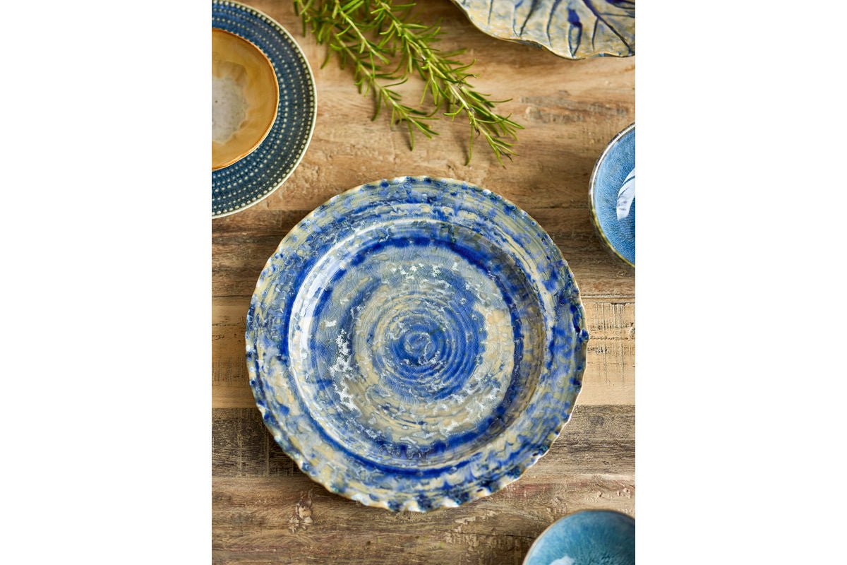 Servierplatte Aluna – aus Steingut mit reaktiver Glasur