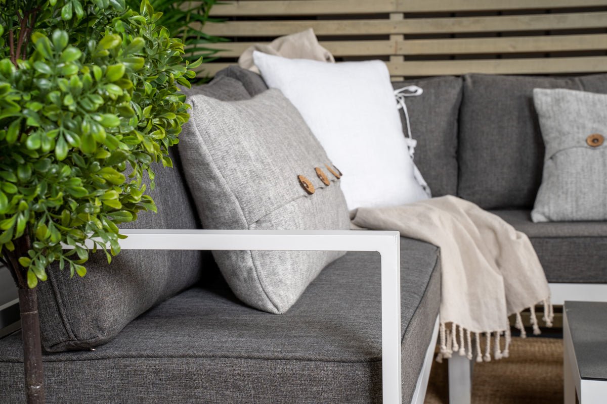 Garten Loungeset Tamara – in Grau mit Glasplatte für Terrasse & Balkon