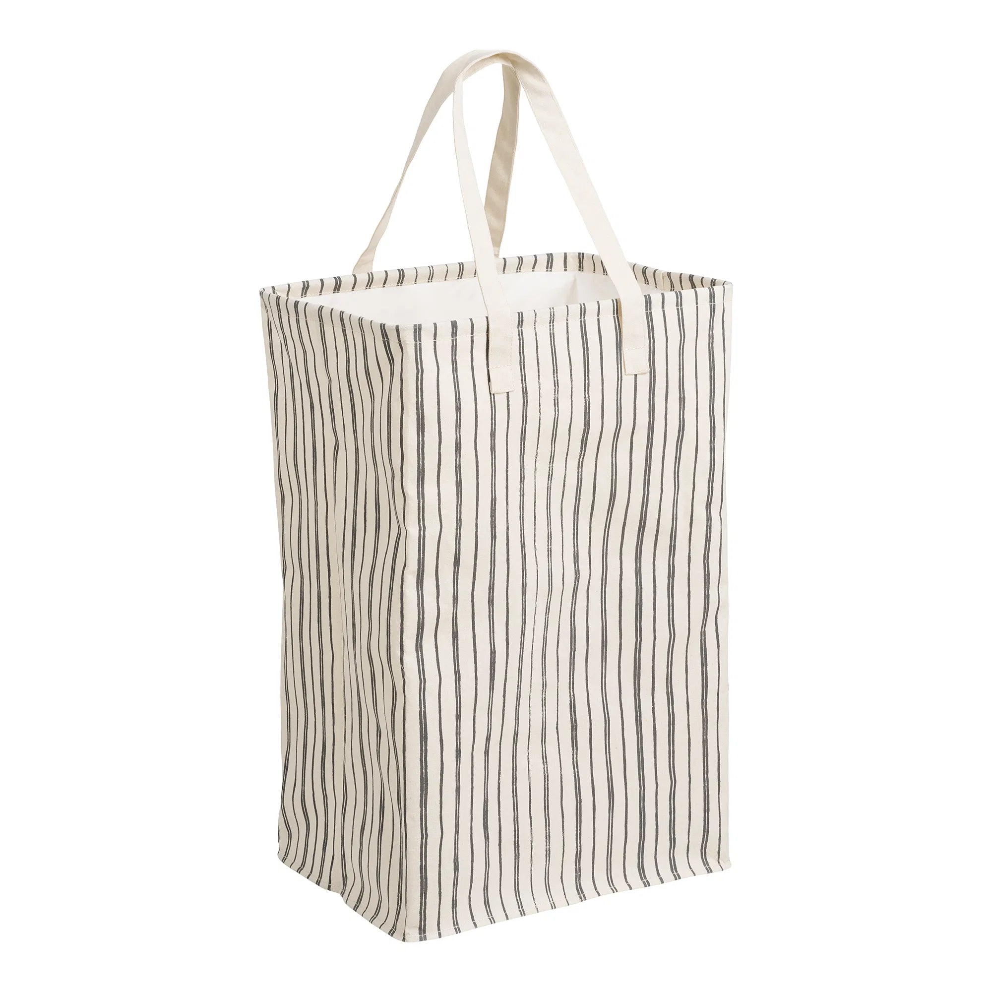 Wäschekorb „Argos“ – Beige/Schwarz mit Streifenmuster